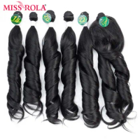 Miss Rola Ombre Wavy Hair Bundles Synthetic Hair Extensions Loose Wave Bundles 18-22 inch 6pcs One Pack Full Head Hair Weaves