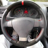 Car Steering Wheel Cover Suede Leather Braid For Volkswagen Golf 5 Mk5 VW Passat B6 Jetta 5 Mk5 Tiguan 2007-2011 Car Accessories