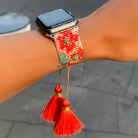 Hot Selling New Design Luxury Miyuki Beads Letter Apple Watch Band Fitness Smart Strap for Apple Watch Band