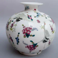 Chinese Antiques Handmade Porcelain Crane Pattern Vase