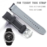 For Tissot T035 T035617 CITIZEN Curved End Rubber Silicone Watch band Soft Strap Butterfly Buckle Wrist Bracelet strap 23 24mm
