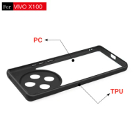 HATOLY For Vivo X100 Case Black Edge Transparent PC Cover For Vivo X100 X100 Pro 5G Shockproof Protective TPU Phone Back Cover