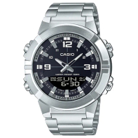 【CASIO 卡西歐】卡西歐雙顯鋼帶錶-黑(AMW-870D-1A 台灣公司貨全配盒裝)