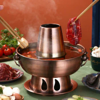 1.8 L Home Stainless Steel Hot Pot Chinese Fondue Lamb Chinese Charcoal Hotpot Serve Tray Cookware Party boiled Food Vegetable