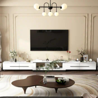 FAMAPY Modern TV Console Cabinet Media Console, Adjustable Length, Contemporary Entertainment Center with Drawers and Legs