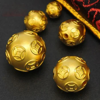 Real 24K Yellow Gold Bead 3D Hard Gold 999 Pure Gold Gold Money Bead Copper Coin Gold Bead Lucky Money Transfer Bead