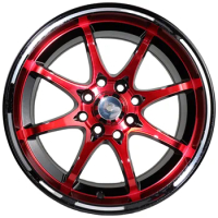 1PC Wholesale black and red rims 15 16 17 inch 4 lug 4x100 wheels 4x114.3 sport rim