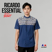 RICARDO baju koko bordir NAVY lengan pendek BBP 32524 L