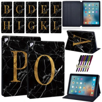 Tablet Case for Apple IPad Air 1/2/3/iPad Pro 9.7/2nd Gen/(2018) 1st Gen/(2020)2nd Gen 26 Letter Leather Protective Case+Stylus