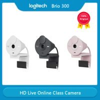 Logitech Brio 300 HD 1080P Webcam Live Online Class Camera with Privacy Shutter Noise Reduction Mic Auto Light Correction