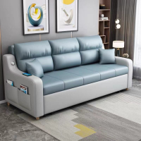 現代簡約可折疊實木沙發床兩用客廳小戶型單雙人多功能收納抽拉