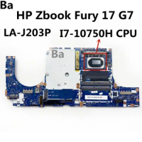 For HP Zbook Fury 17 G7 Laptop Motherboard With intel I7-10750H CPU LA-J203P