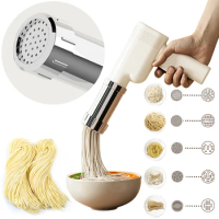 Electric Pasta Maker Cordless Pasta Machine with 5 Mould Electric Noodle Maker Portable Stainless Steel for Pasta Ramen