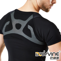 【BodyVine 巴迪蔓】肌穩貼紮運動壓縮短袖上衣-男款(背部姿勢穩固 CT-17550)
