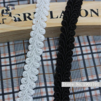 20yards/lot 1.2cm wide high quality Factory DIY black white Curve lace centipede knitted webbing ribbon free shipping