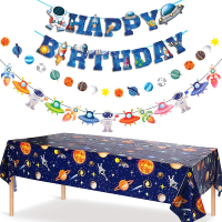 Outer Space Party Decorations - Space Theme Supplies with Happy Birthday Banner Solar System Tablecl