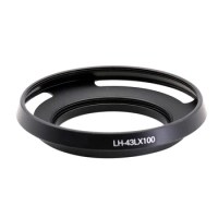 LH-43LX100 Metal Lens Hood for Panasonic LUMIX DMC-LX100 &amp; LEICA D-LUX (Type 109) Camera Black / Silver