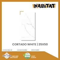 Habitat Cortado White 25X50 Keramik Dinding Motif Marmer Glossy