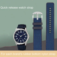 Nylon canvas strap Rubber bottom strap For CITIZEN Seiko Panerai Universal watch chain 20mm 22mm 24mm