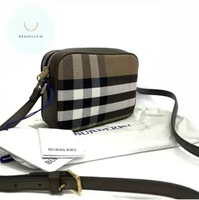 Burberry LL Camera bag mini Crossbody canvas leather Ebony Brown & Earth Brown Earth Brown
