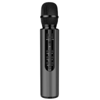 Wireless Microphone Dual Speaker Condenser Bluetooth Karaoke Speaker Microphone For Karaoke/Singing/Church/Speech Black