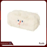 Tempat Pensil Bulu Karakter Kelinci Fluffy Imut Korean Style Penyimpanan Alat Tulis Kosmetik Aesthet