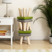 實木矮凳 小凳子家用圓凳蘑菇凳創意可愛客廳小板凳子矮凳實木布藝換鞋腳凳『XY23973』