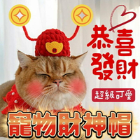『台灣x現貨秒出』毛線編織元寶財神帽 寵物帽 貓咪帽 寵物新年 貓帽 寵物財神帽