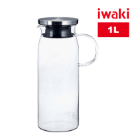 【iwaki】耐熱玻璃不鏽鋼蓋把手冷/熱水壺-1L