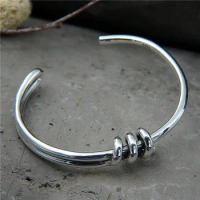 Japan And South Korea Retro Thai Silver Bangle Fashion Men And Women Personality Rope Knot Bangle S925 Sterling Silver Jewelry