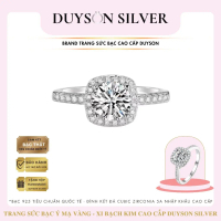 Nhẫn vuông nữ DUYSON SILVER Ý mạ bạc 925 với lớp bạch kim, đính đá CZ giả kim cương cấp 5A, món quà 