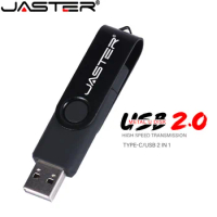 JASTER TYPE C USB Flash Drive 2.0 128GB 64GB 16GB 32GB With Keychain Pen Drive Rotating Pendrive Computer Mobile Phone Dual-Use