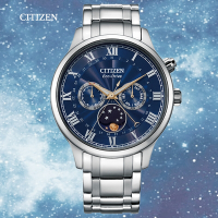 CITIZEN 星辰GENTS光動能 月相盈虧 月份日星期顯示 不鏽鋼男腕錶-藍42mm-AP1050-81L