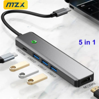 MZX 5-in-1 Docking Station Hub Type C A USB 3.0 3 0 4K HDMI-Compatible Concentrator Adapter Splitter Dock Extension for Macbook