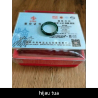 Cincin Giok Burma Grade A Hijau Tua dan Blue Water