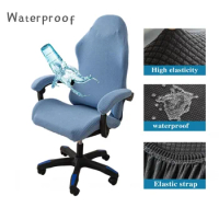 Solid Color Gaming Chair Cover Soft Elasticity Polar Fleece Armchair Slipcovers Computer Seat Chair Covers Stretch Rotating Lift