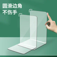 Thickened Transparent Acrylic Bookshelf Bookstand L Shaped Bookend Bookholder Fixed Desk Book Craft Organizers And Storage