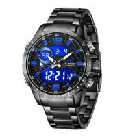 DISKON   Dziner Jam tangan Pria 8306 Double Time Rantai Stainless Steel Water Resistant 3 ATM Watche