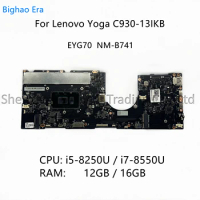 EYG70 NM-B741 For Lenovo Yoga C930-13IKB Laptop Motherboard With i5-8250U i7-8550U CPU 8G 12G 16GB-RAM FRU:5B20S72101 5B20S72103