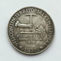 1936威斯康星州領土百年紀念日半美元 美國紀念幣仿古硬幣收藏