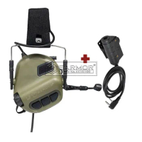 EARMOR best Tactical Headset &amp; PTT Set for Noise Canceling Headphones Military Aviation Communication Softair Earphones Shooting