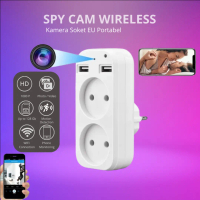 Teknobi Kamera CCTV Mini wireless Socket USB Cam colokan bulat Tanpa Kabel pantau jarak jauh
