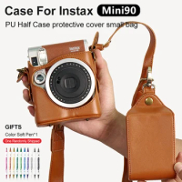 MINI 90 Camera Case pu Leather Case Camera Protector Camera Bag for Fujifilm Instax MINI 90 Photo Storage Bag Camera Black Brown