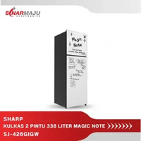 Sharp SJ-426GI-GW Kulkas 2 Pintu Magic Note White Glitter Glass Door 338/352 L SJ-456GI-GW/SJ 456GIG