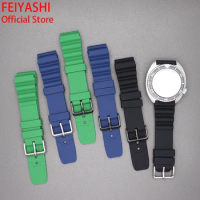22mm Watchband Rubber Bracelet Men's Watches Strap Stainless Steel Buckle skx007 skx013 SKX009 Wristband Accessories Parts