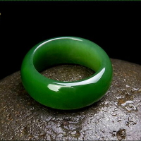 新疆和田玉碧玉指環 戒指男女士玉石原石玉器吊墜玉墜 陽綠色指環