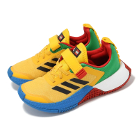 【adidas 愛迪達】x LEGO 慢跑鞋 LEGO Sport DNA EL K 中童 黃 藍 小朋友 聯名 魔鬼氈(HQ1310)