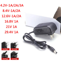 Li-ion Charger AC 110-240V DC 4.2V 8.4V 12.6V 16.8V 21V 29.4V 1A 2A 3A DC Power Supply Adapter For 18650 Lithium Battery
