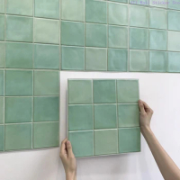 3D Peel and Stick Green Tile Kitchen Splash Back Tile Sticker 3D Wall Sticker Self-adhesive Wall Panel Waterproof