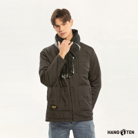 Hang Ten-男裝-恆溫多功能-石墨烯防輕潑水保暖絎縫無領外套-黑